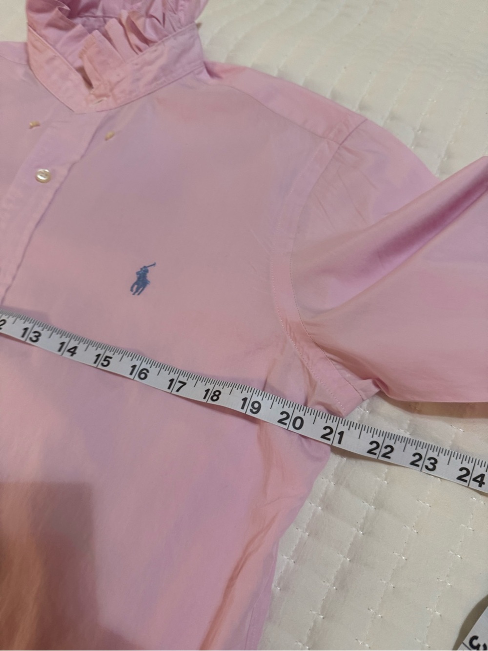 Ralph Lauren Light Pink Ruffle-Collar Button-Down Shirt - Picture 7 of 9